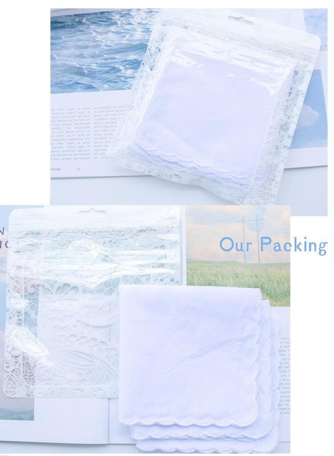 CoCoUSM White Handkerchiefs Premium 60s Cotton scalloped Hankies 11 Inches - Image 4